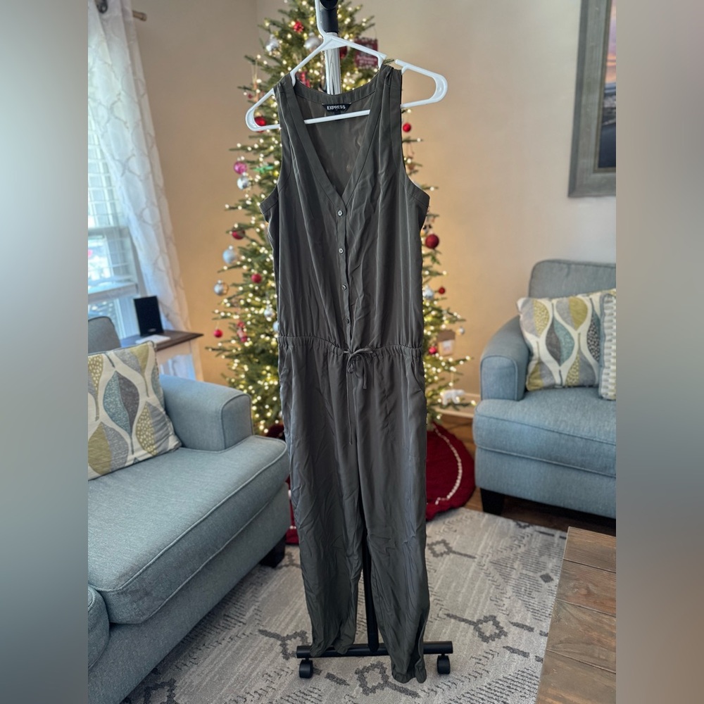 Express Dark Olive Jumpsuit